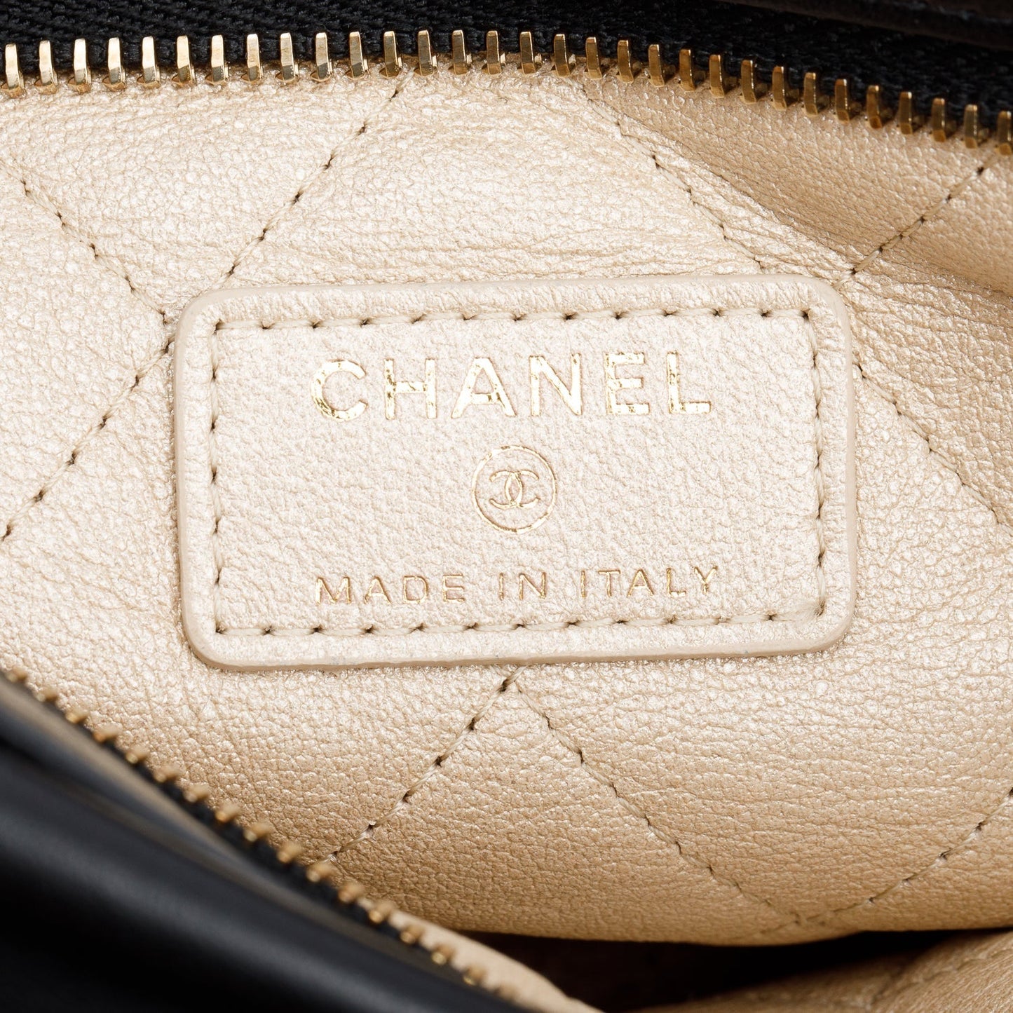 Chanel 2025 Black Shiny Lambskin Pearl Clutch