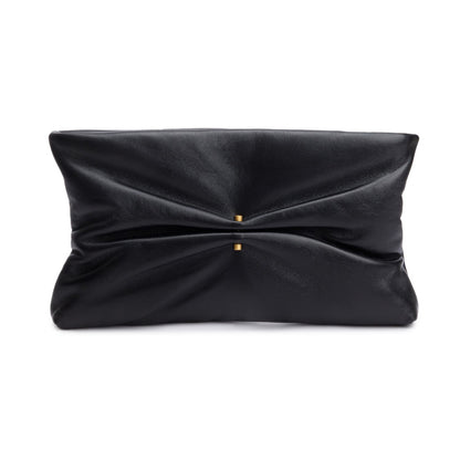 Chanel 2025 Black Shiny Lambskin Pearl Clutch