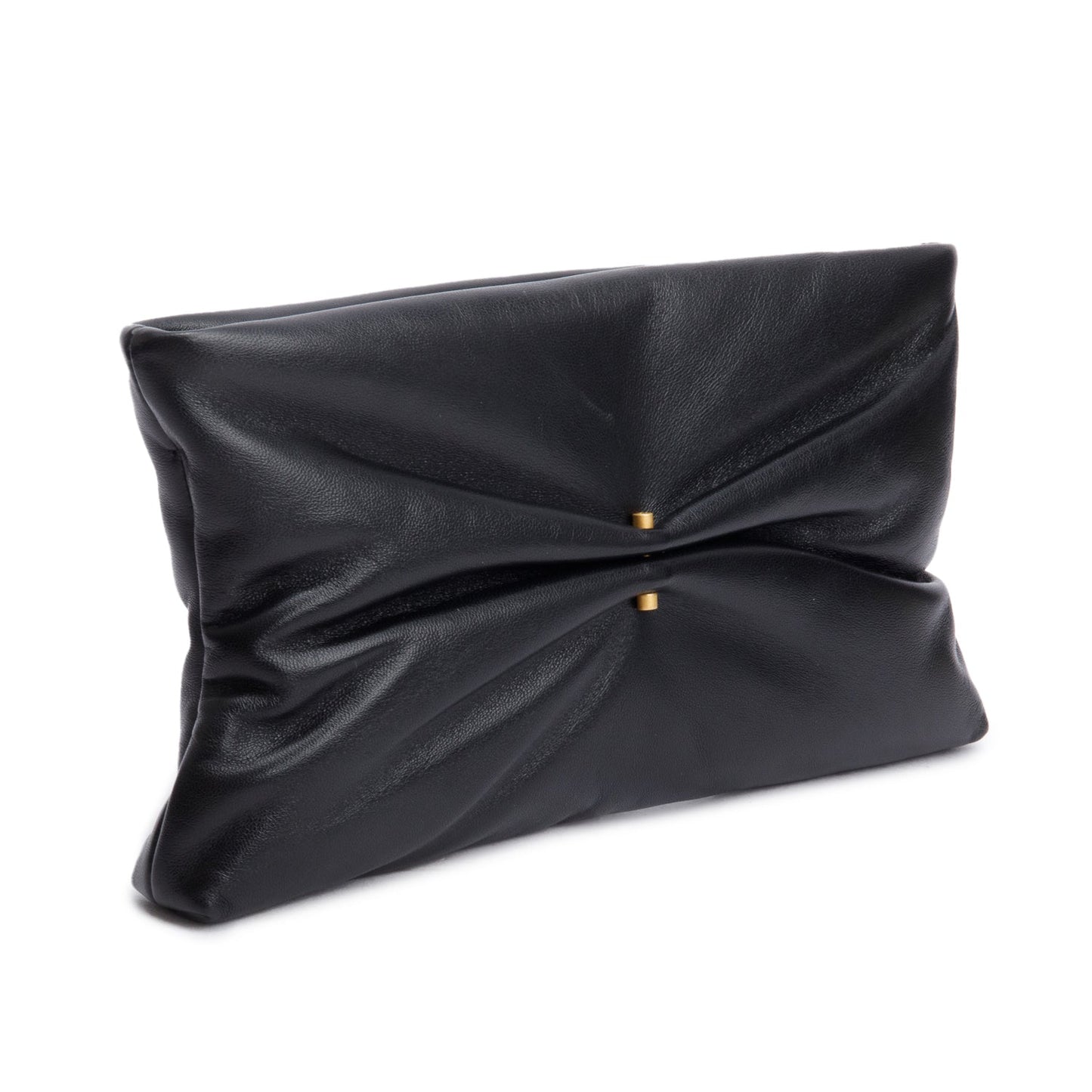 Chanel 2025 Black Shiny Lambskin Pearl Clutch
