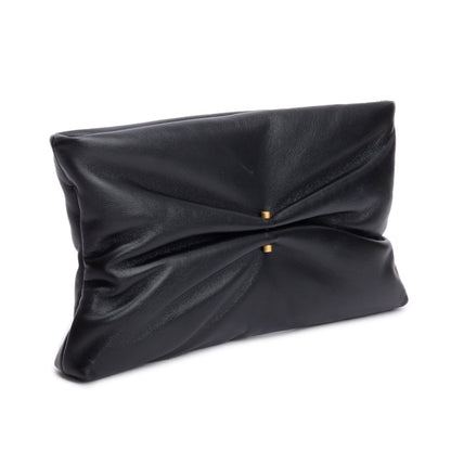 Chanel 2025 Black Shiny Lambskin Pearl Clutch