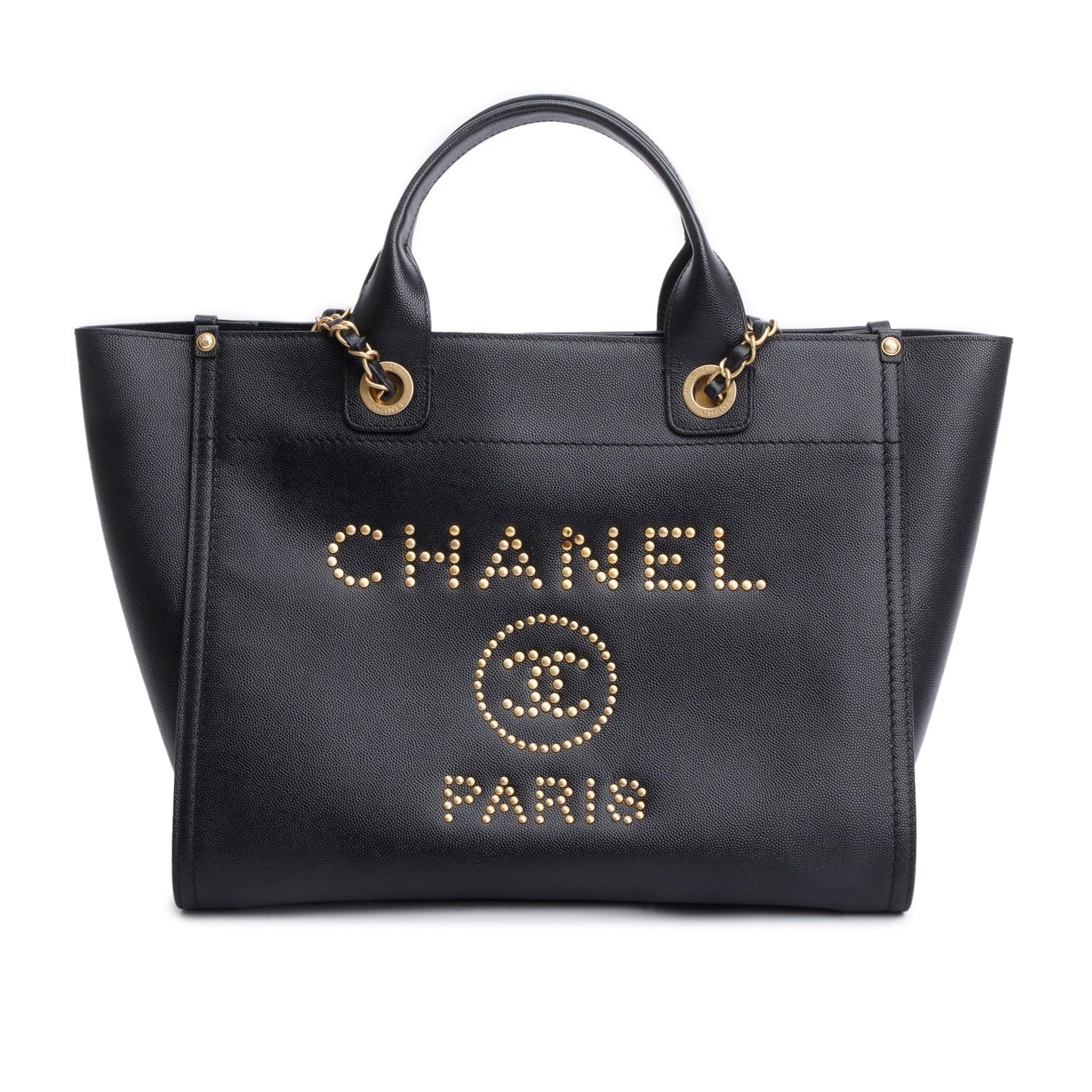 Chanel Black Caviar Small Studded Deauville Tote
