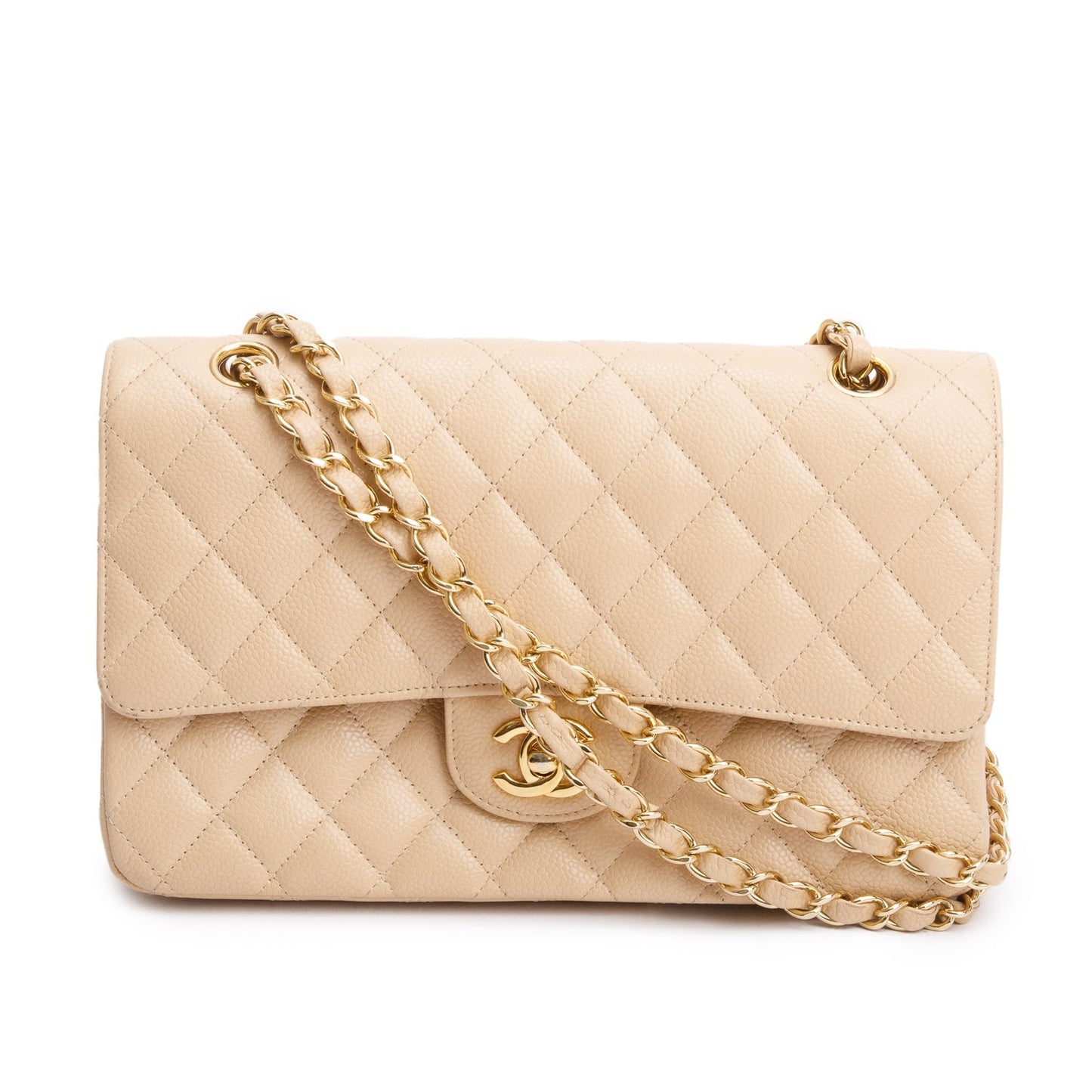 Chanel Beige Quilted Caviar Double Flap Bag