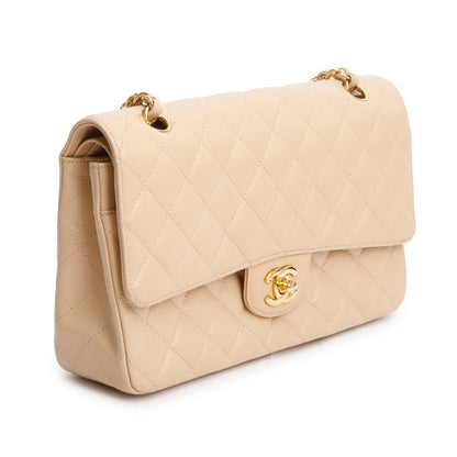 Chanel Beige Quilted Caviar Double Flap Bag