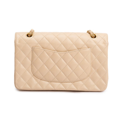 Chanel Beige Quilted Caviar Double Flap Bag