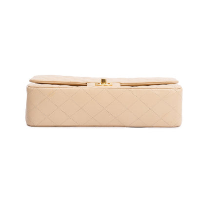 Chanel Beige Quilted Caviar Double Flap Bag