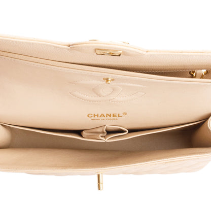 Chanel Beige Quilted Caviar Double Flap Bag