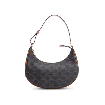 Celine 2022 Brown Triomphe Canvas and Calfskin Ava Shoulder Bag