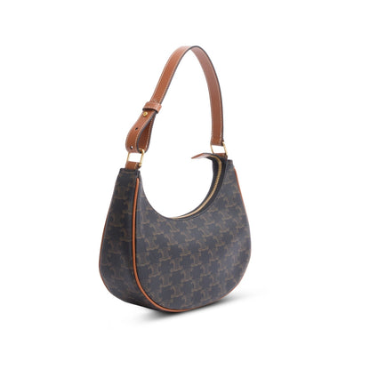 Celine 2022 Brown Triomphe Canvas and Calfskin Ava Shoulder Bag