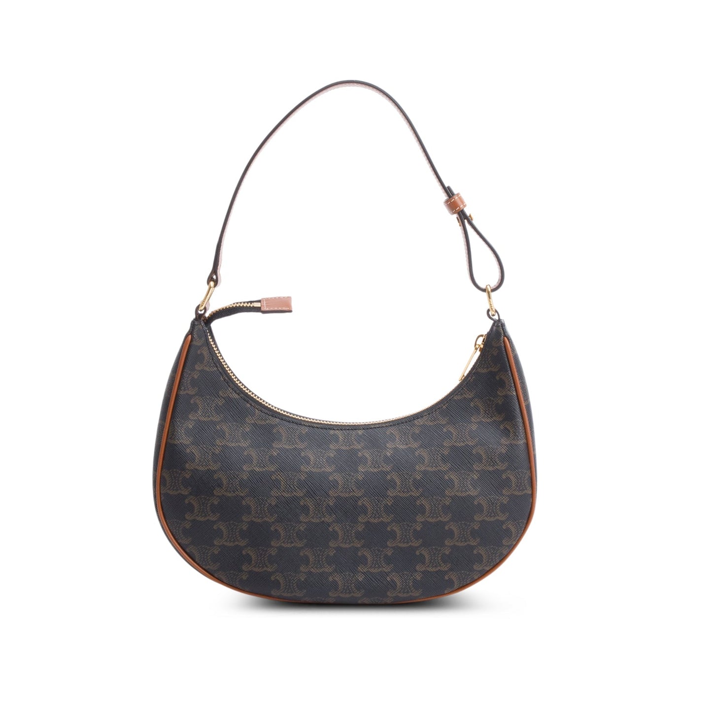Celine 2022 Brown Triomphe Canvas and Calfskin Ava Shoulder Bag