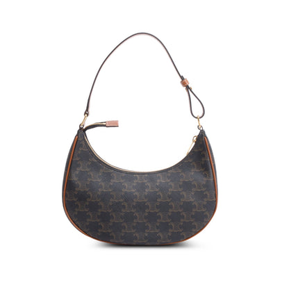 Celine 2022 Brown Triomphe Canvas and Calfskin Ava Shoulder Bag