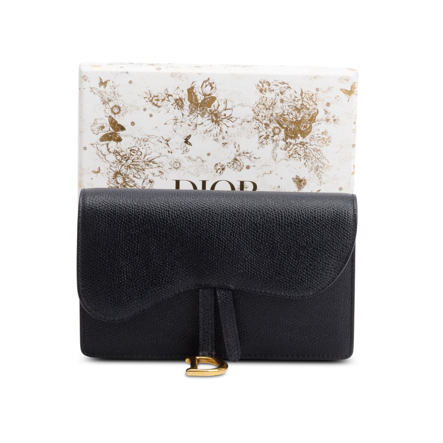 Christian Dior Black Grained Calfskin Saddle Belt Bag