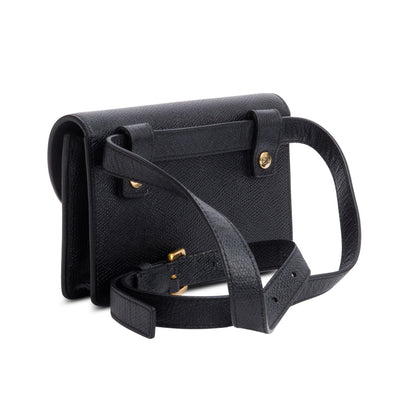 Christian Dior Black Grained Calfskin Saddle Belt Bag