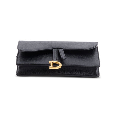 Christian Dior Black Grained Calfskin Saddle Belt Bag