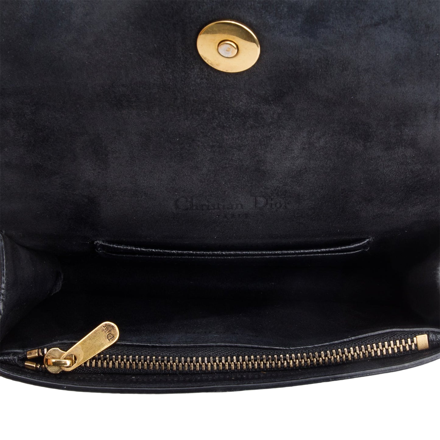 Christian Dior Black Grained Calfskin Saddle Belt Bag