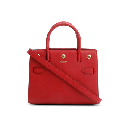 Burberry Red Grainy Calfskin Mini Title Top Handle Bag
