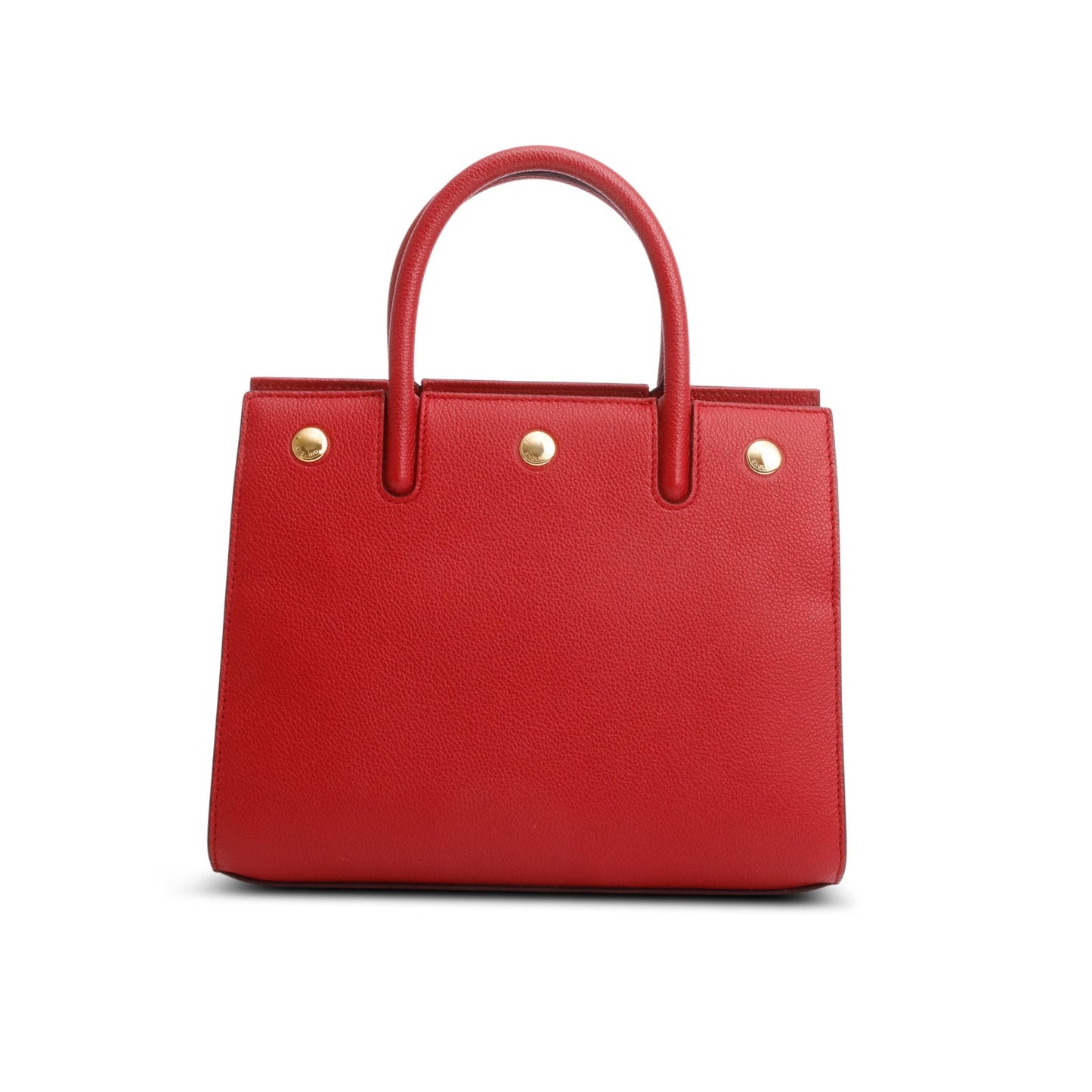 Burberry Red Grainy Calfskin Mini Title Top Handle Bag