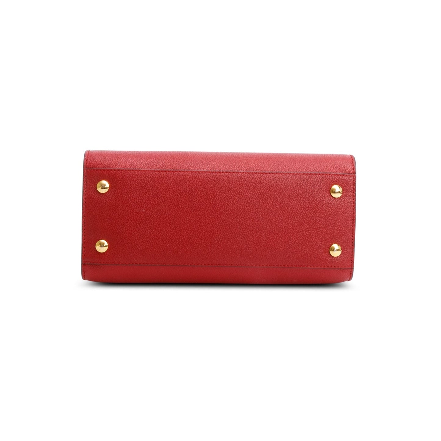 Burberry Red Grainy Calfskin Mini Title Top Handle Bag