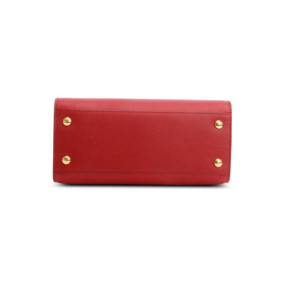 Burberry Red Grainy Calfskin Mini Title Top Handle Bag