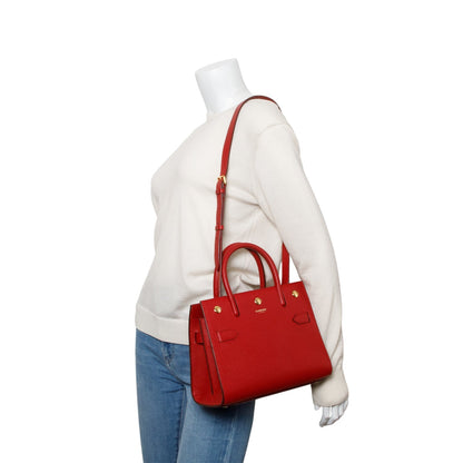 Burberry Red Grainy Calfskin Mini Title Top Handle Bag