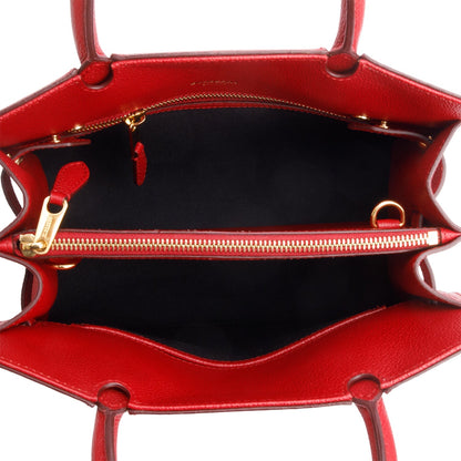 Burberry Red Grainy Calfskin Mini Title Top Handle Bag