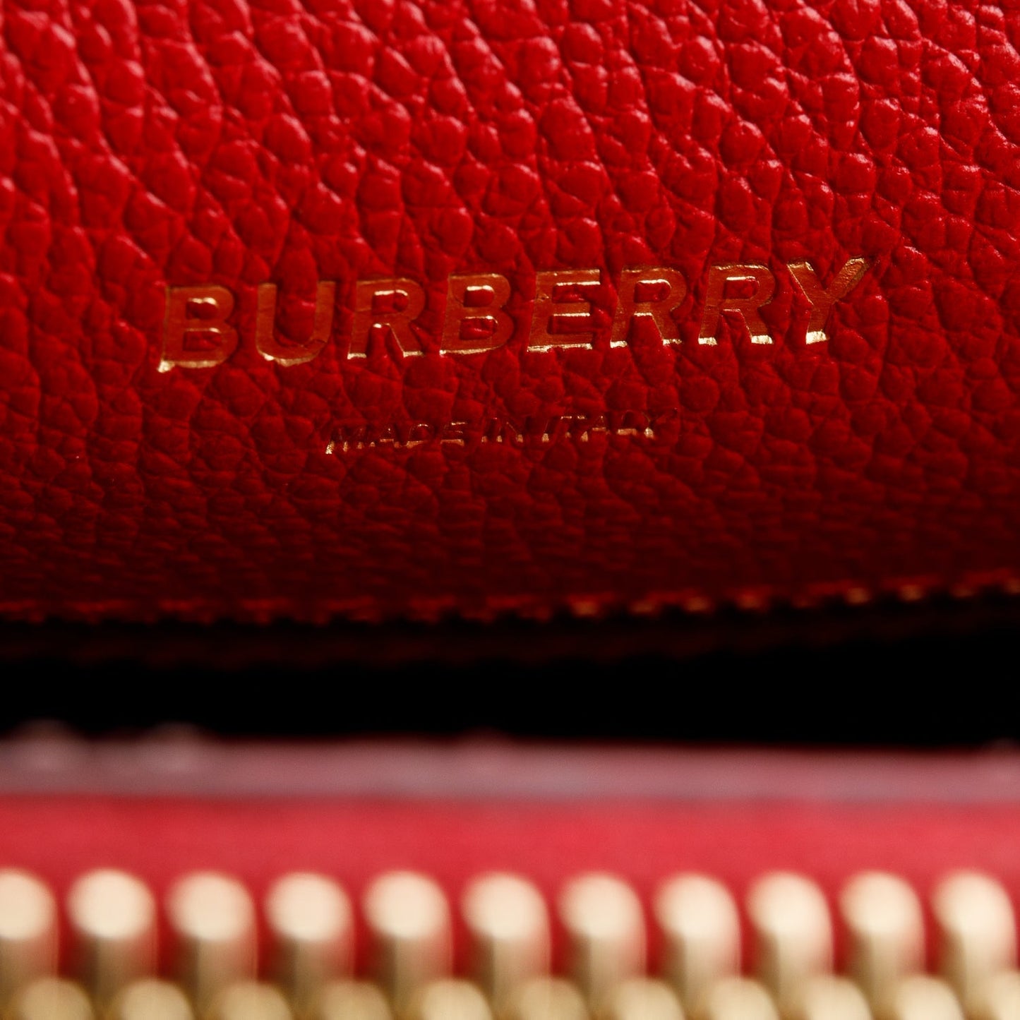 Burberry Red Grainy Calfskin Mini Title Top Handle Bag