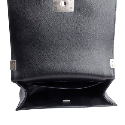 Chanel Black Caviar Quilted Medium Boy Bag