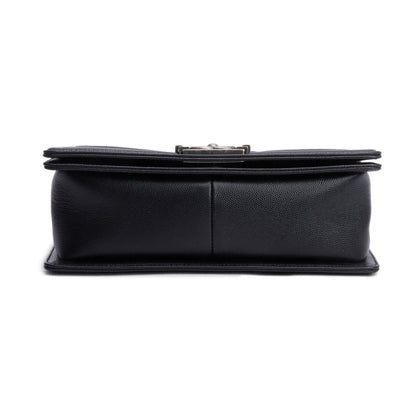 Chanel Black Caviar Quilted Medium Boy Bag