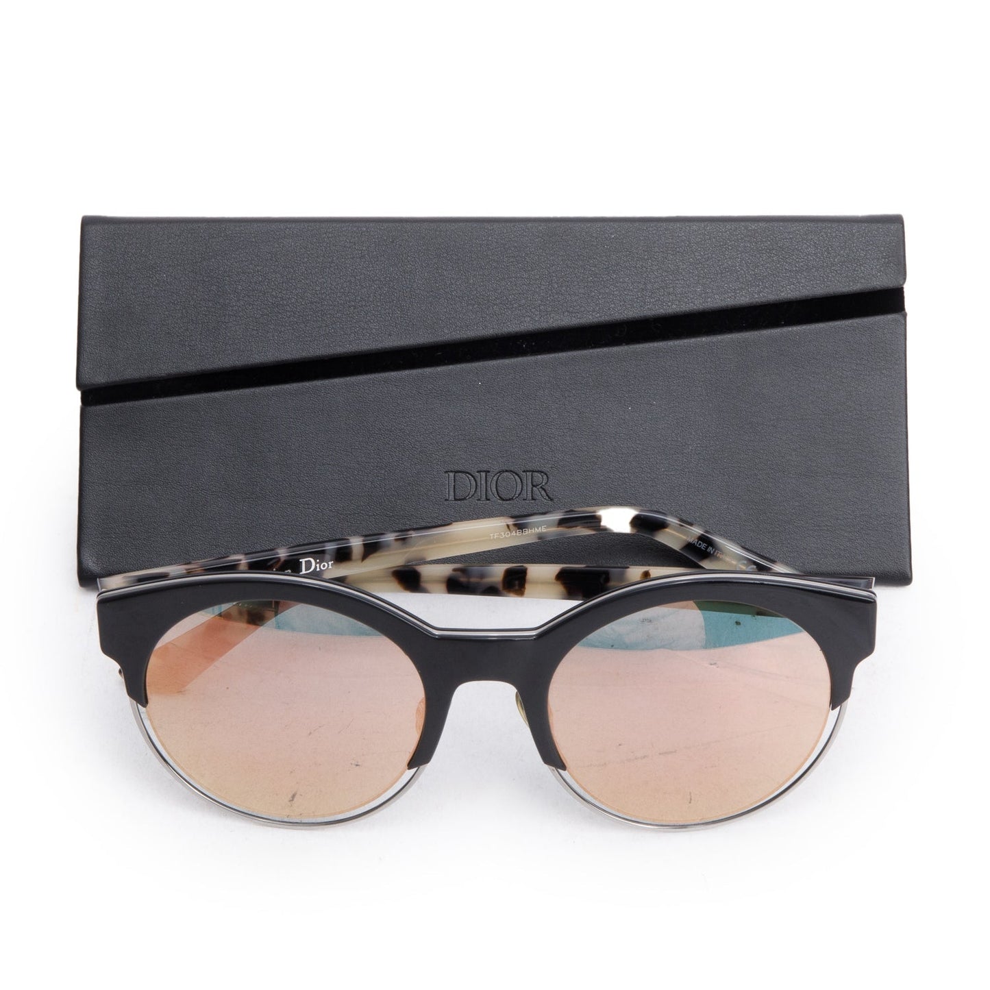 Christian Dior Black/Havana Acetate Diorsideral1 Round Sunglasses