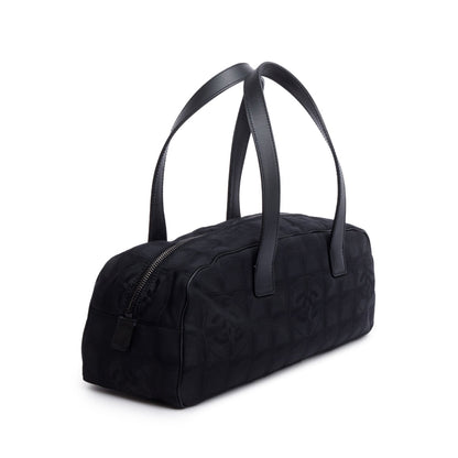 Chanel Black Nylon Travel Ligne Bowling Bag