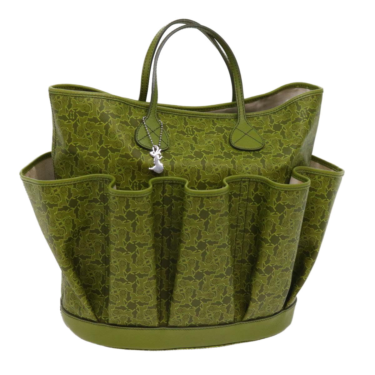 Luxury CELINE Horse Carriage Macadam Canvas Tote Bag Green  64256