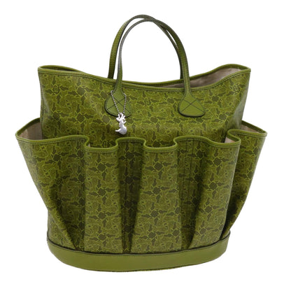 Luxury CELINE Horse Carriage Macadam Canvas Tote Bag Green  64256