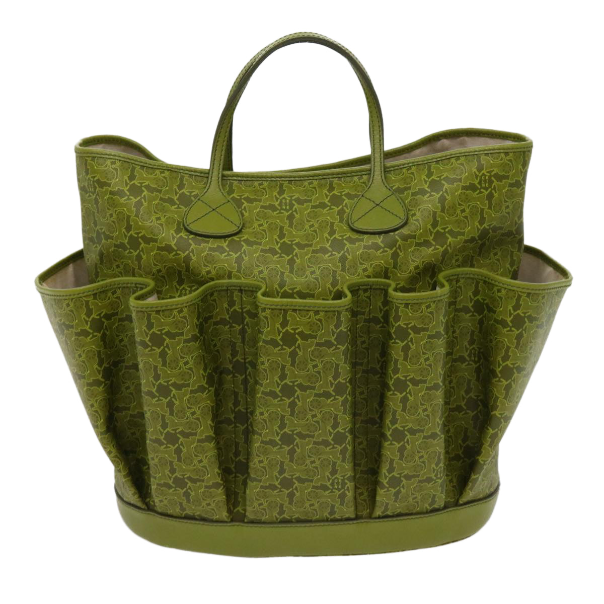 Luxury CELINE Horse Carriage Macadam Canvas Tote Bag Green  64256