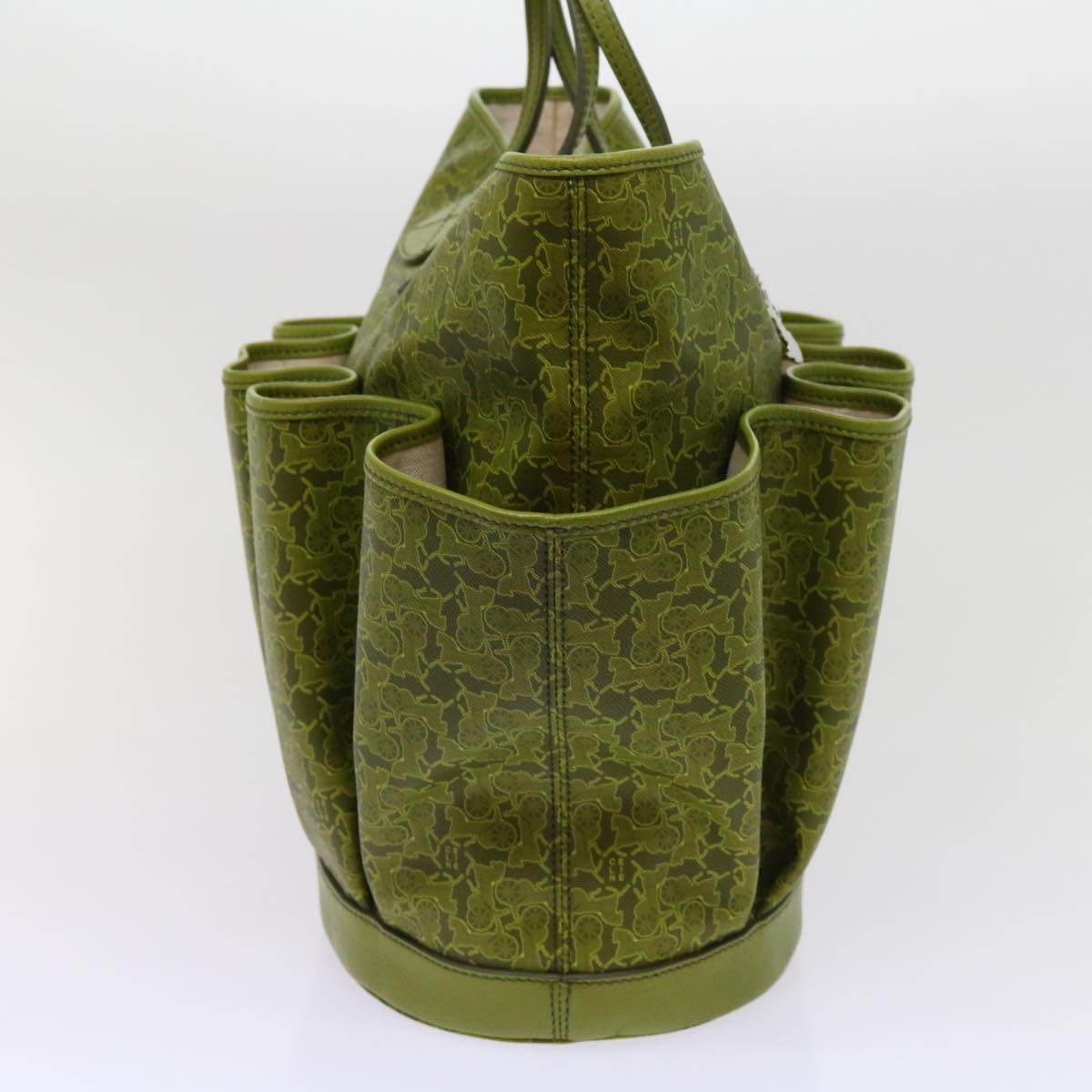 Luxury CELINE Horse Carriage Macadam Canvas Tote Bag Green  64256