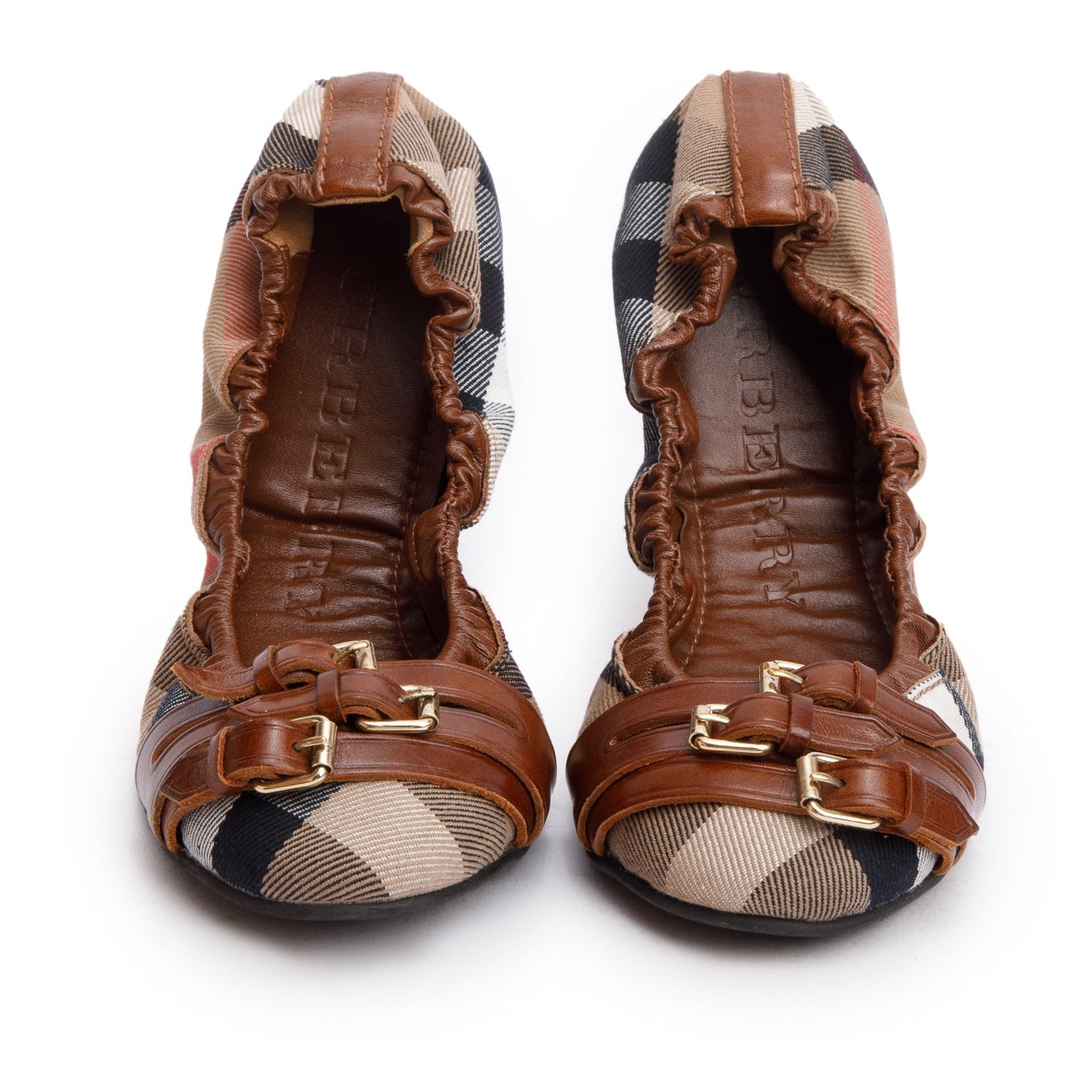 Burberry Bridle House Check Falcony Ballerina Shoes, Size 6