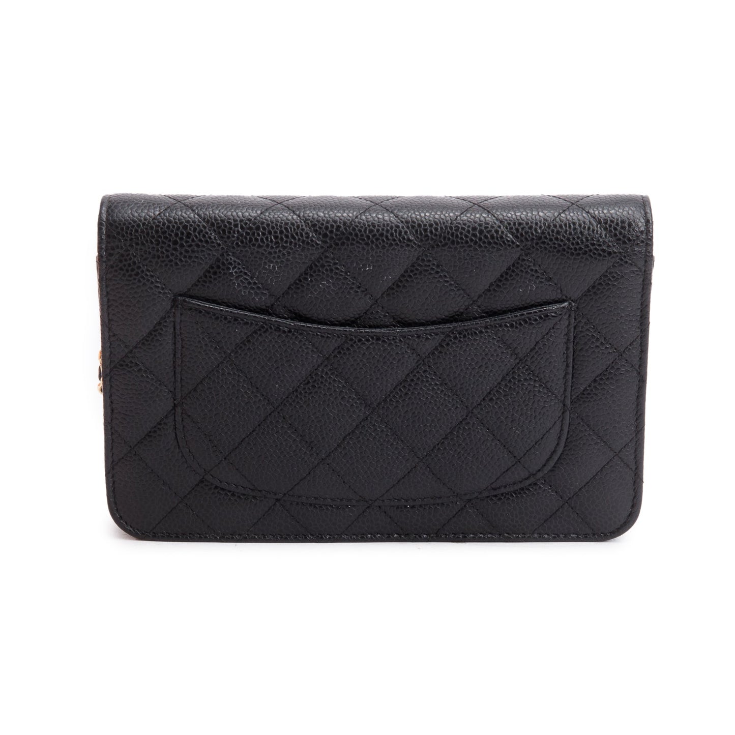 Chanel Black Quilted Caviar Leather Classic Wallet on Chain