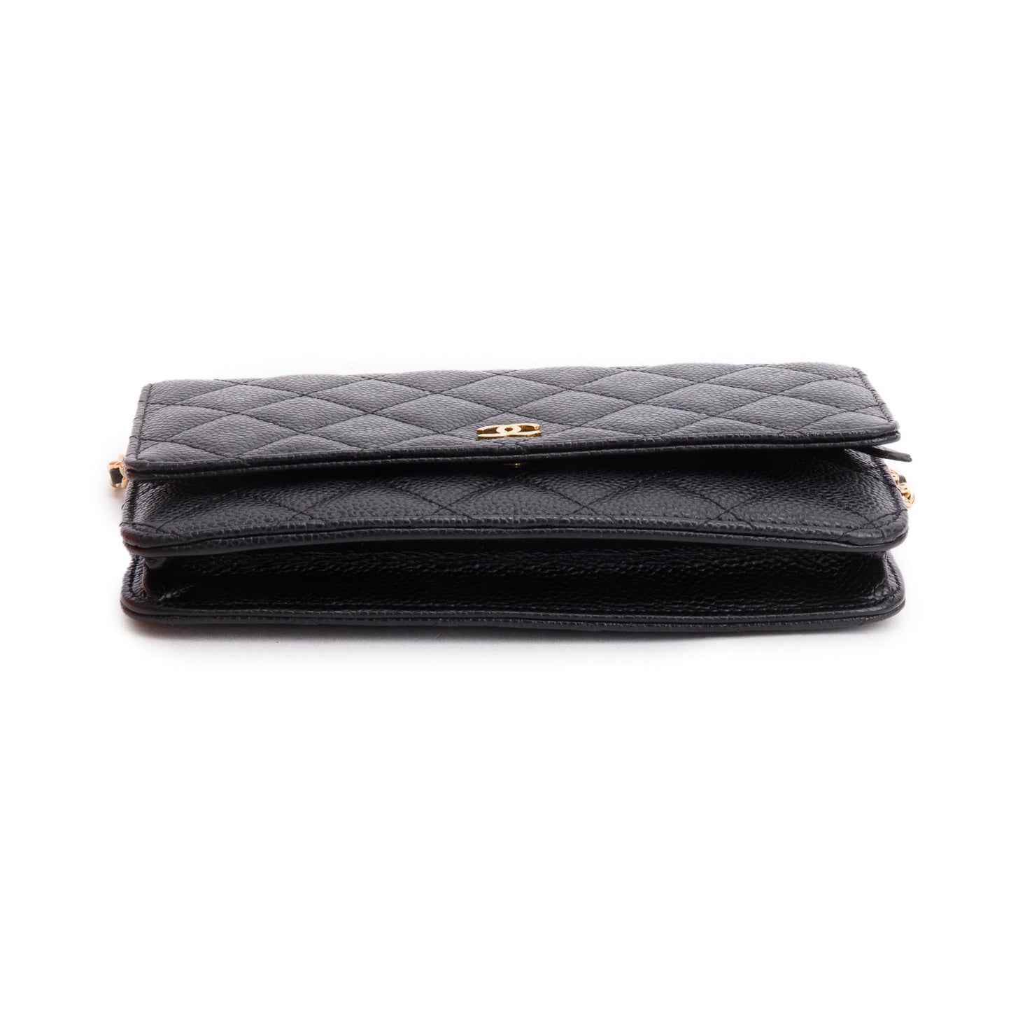 Chanel Black Quilted Caviar Leather Classic Wallet on Chain