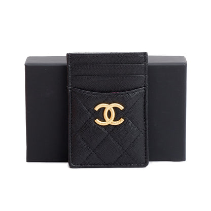 Chanel Black Quilted Caviar Card Holder