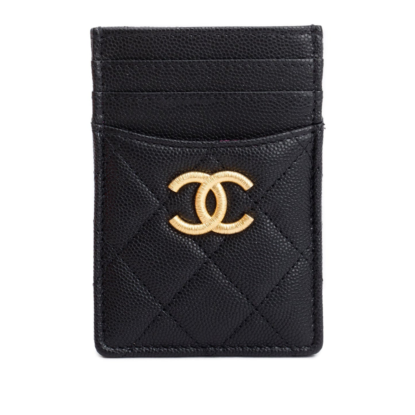 Chanel Black Quilted Caviar Card Holder