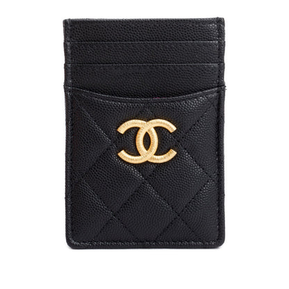 Chanel Black Quilted Caviar Card Holder