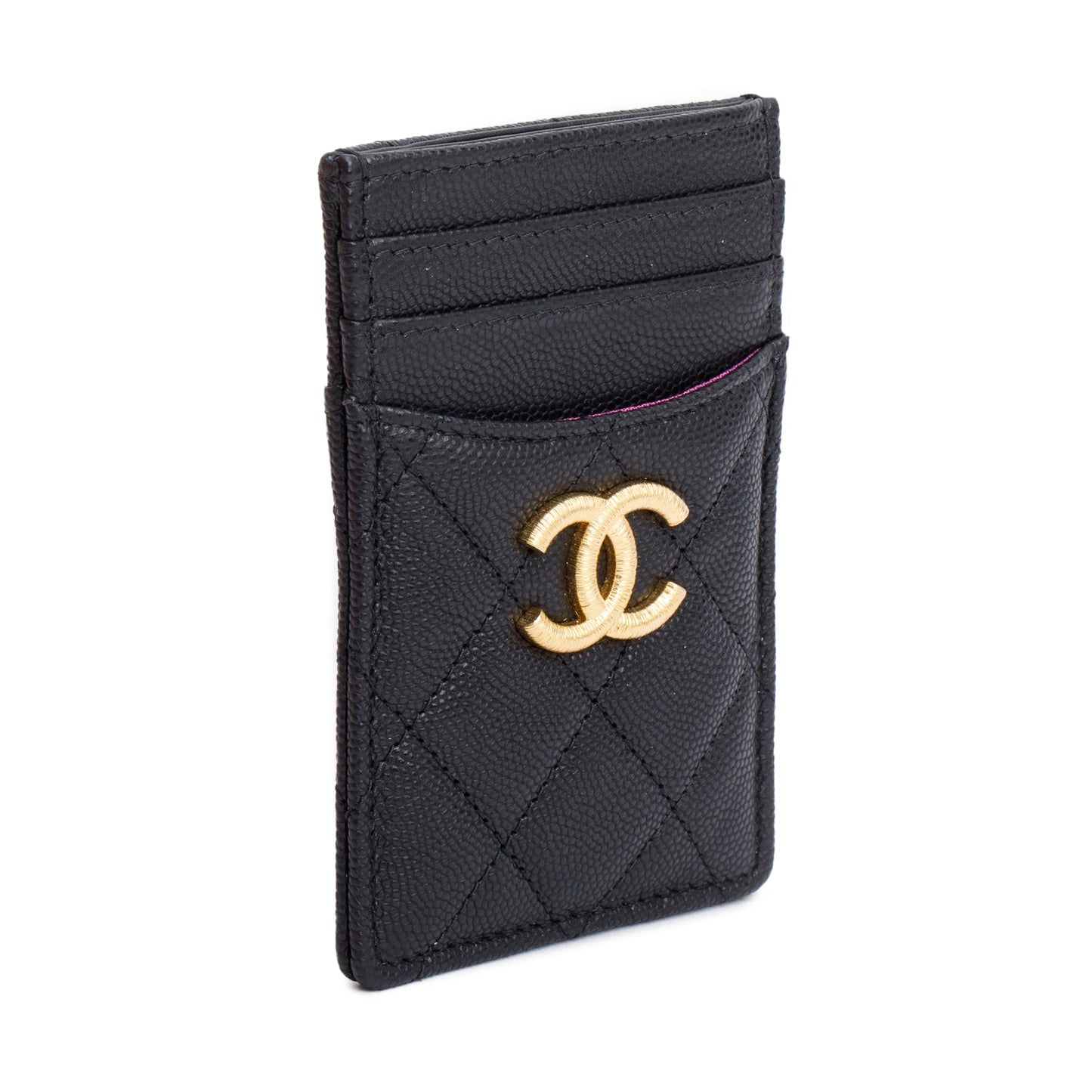 Chanel Black Quilted Caviar Card Holder