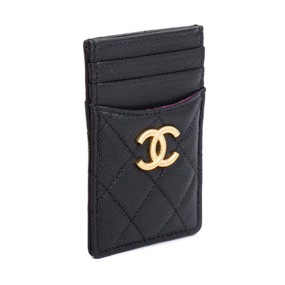 Chanel Black Quilted Caviar Card Holder
