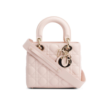 Christian Dior 2024 Pink Cannage Lambskin Leather Small Lady Dior Bag