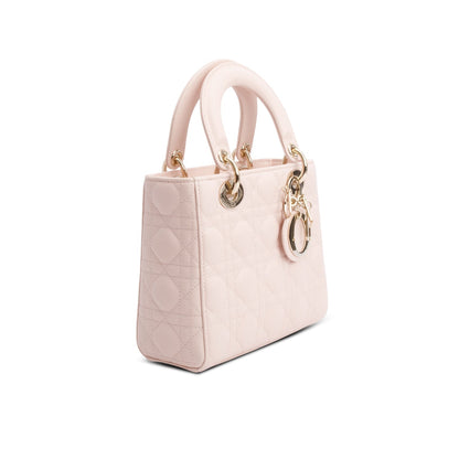 Christian Dior 2024 Pink Cannage Lambskin Leather Small Lady Dior Bag