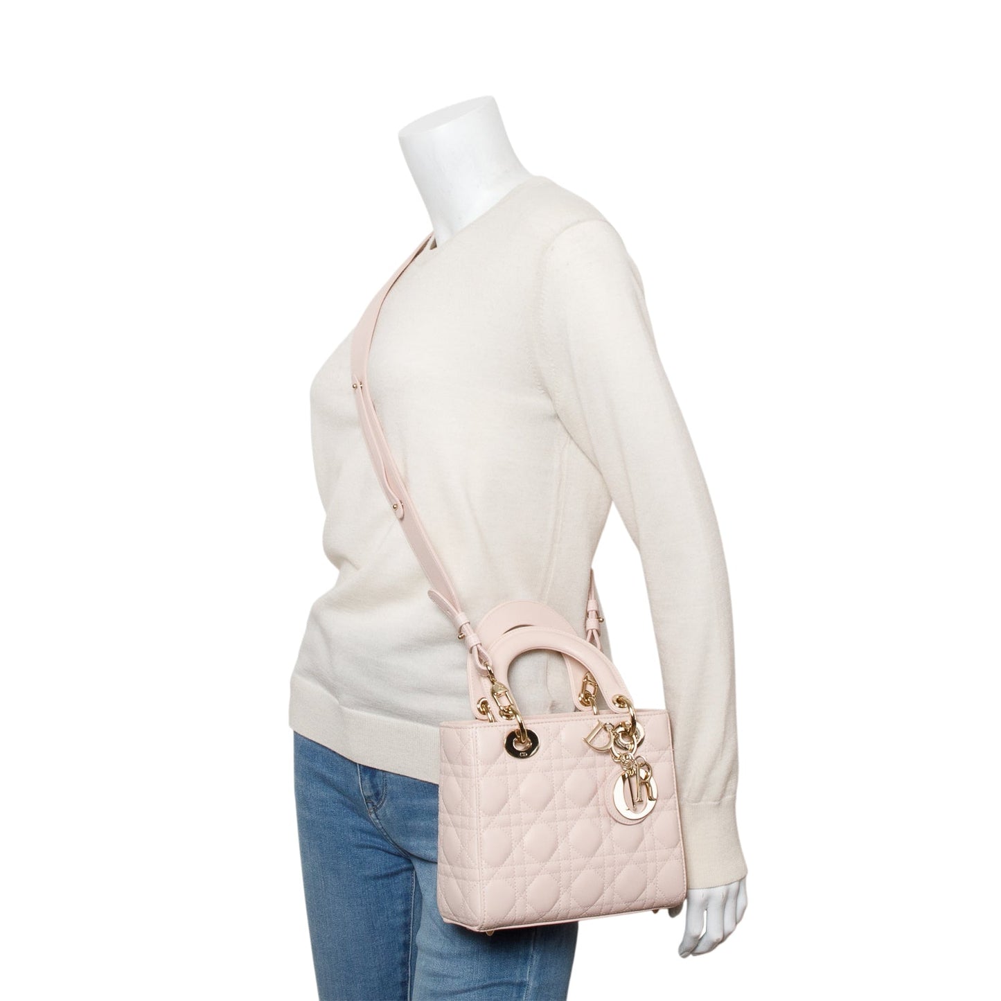 Christian Dior 2024 Pink Cannage Lambskin Leather Small Lady Dior Bag