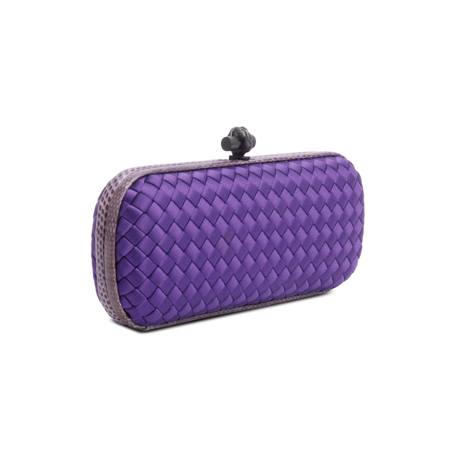 Bottega Veneta Purple Satin Ayers Intreccio Impero Stretch Knot Clutch