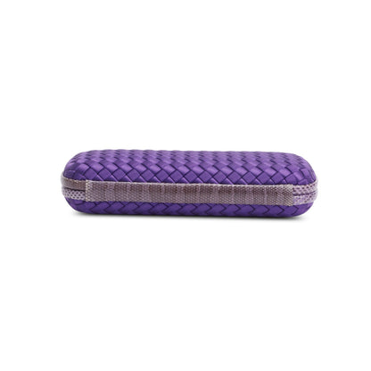 Bottega Veneta Purple Satin Ayers Intreccio Impero Stretch Knot Clutch