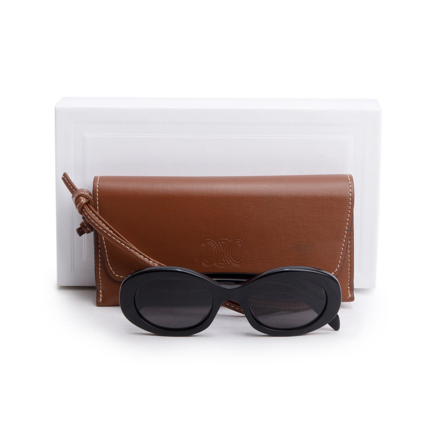 Celine CL40194U Black Acetate Triomphe 01 Oval Sunglasses