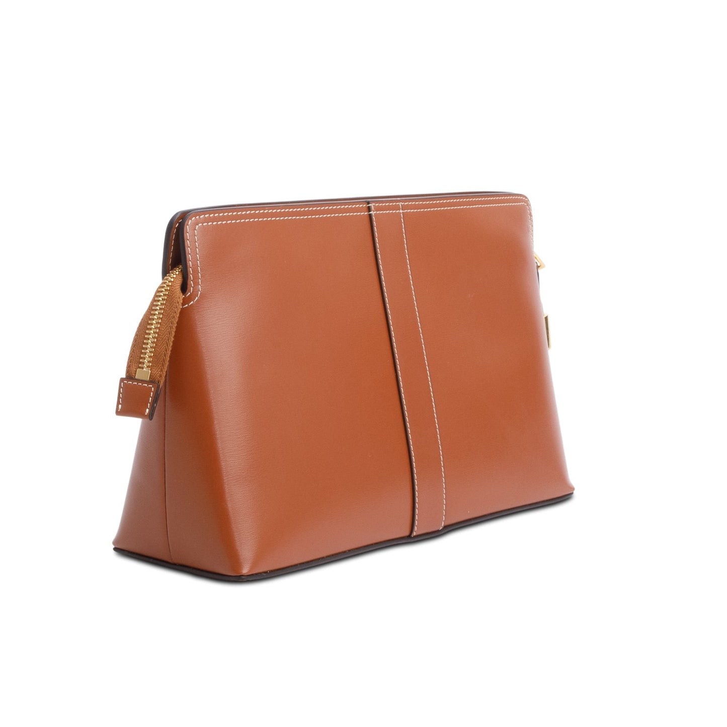Celine 2024 Tan Shiny Calfskin Leather Lock Toiletry Pouch