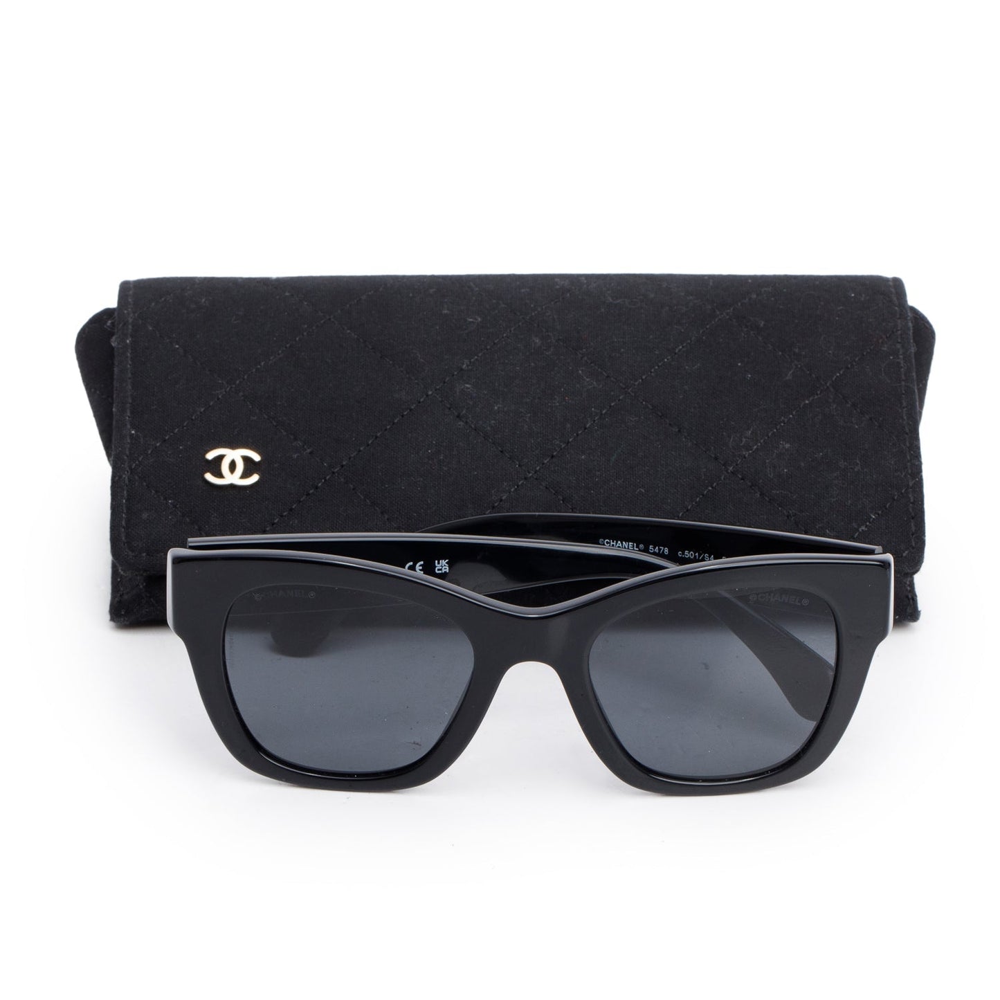 Chanel 5478 Black Accent Acetate CC Heart Square Sunglasses