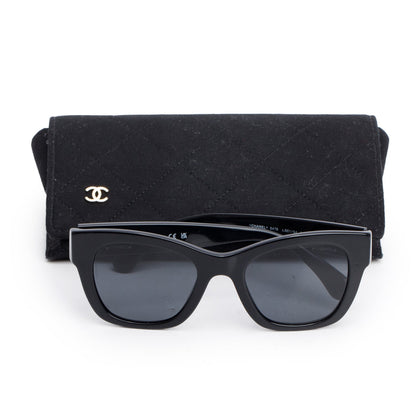 Chanel 5478 Black Accent Acetate CC Heart Square Sunglasses